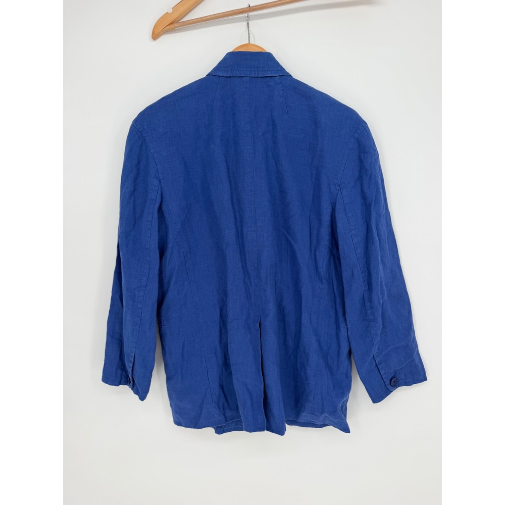 Madewell Linen Blazer S Blue Single Button Relaxed Coastal Grandmother Chic - Picture 2 of 9